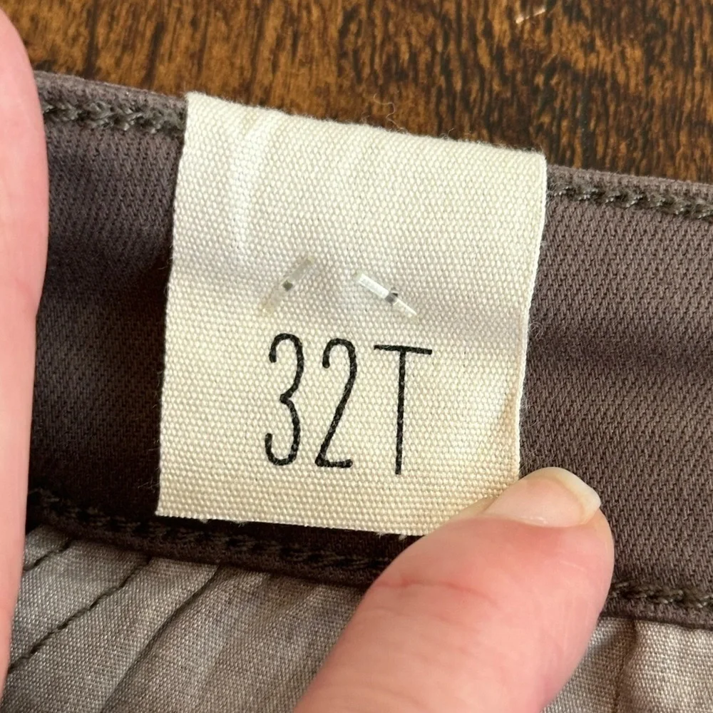 Cosmic Blue Love | Gray/Brown High Rise Cotton Blend Bootcut Jeans, Size 32T - Picture 5 of 9